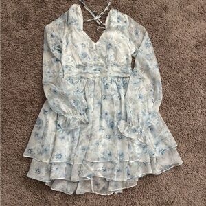 Floral Blue and White Dress
